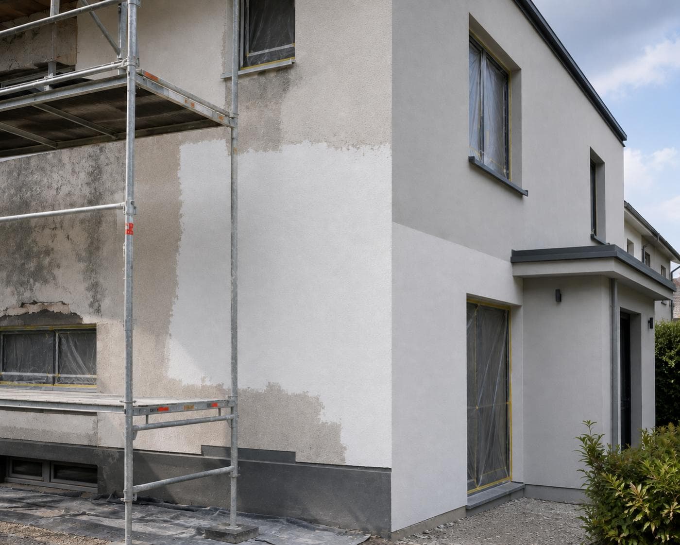 Fassadenarbeiten an einem Wohngebäude