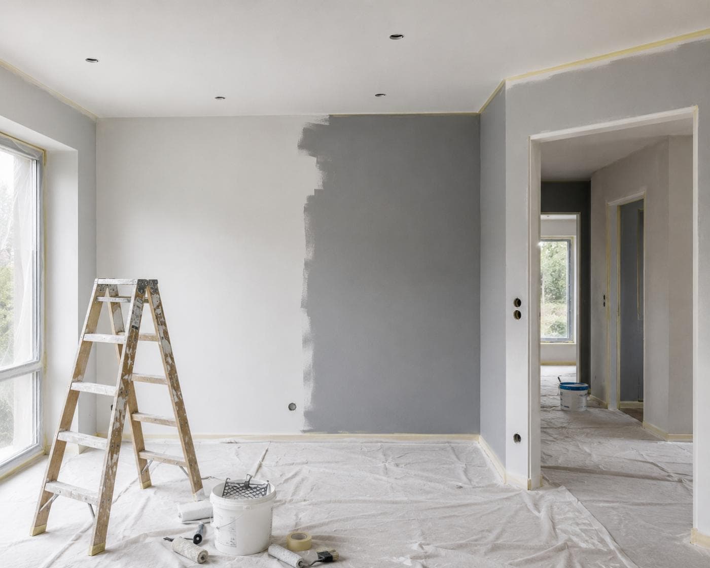 Malerarbeiten an einer Innenwand